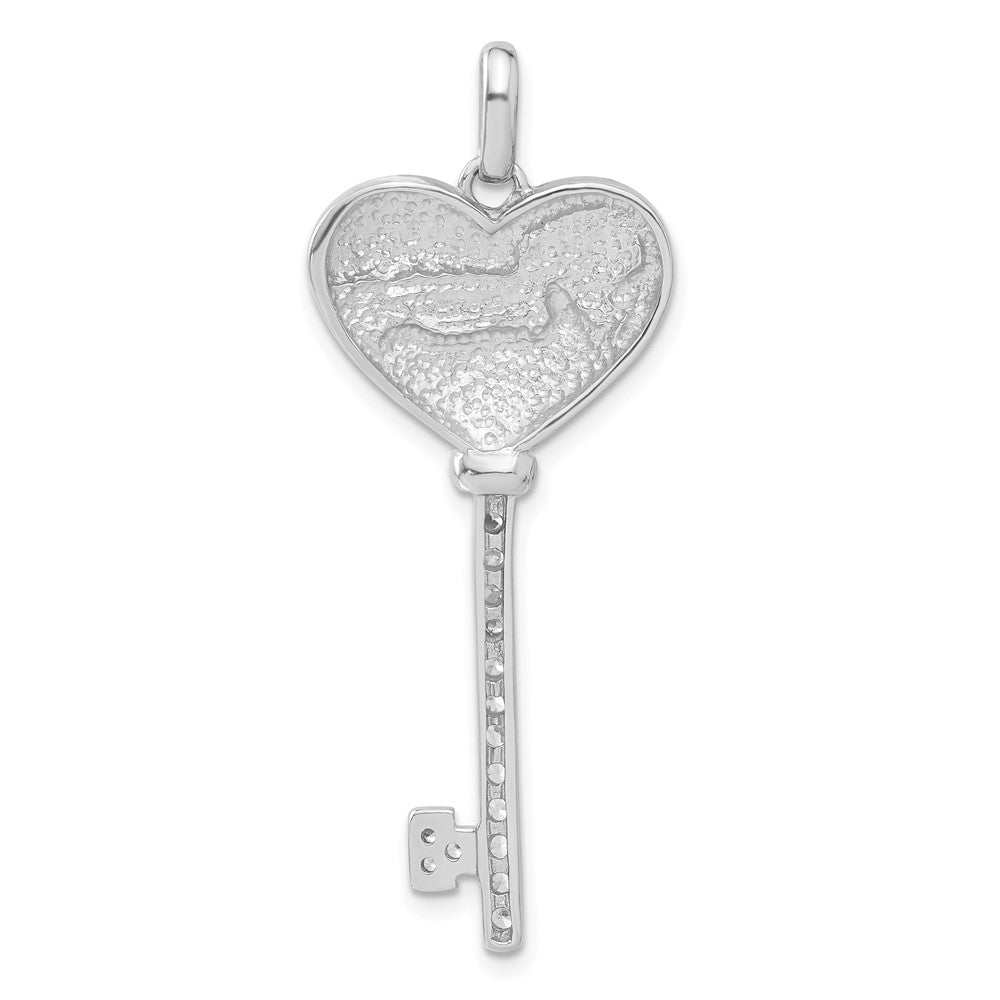 Sterlingsilber Poliert & Antikisiert Zirkonia Frieden Herz Key Anhänger