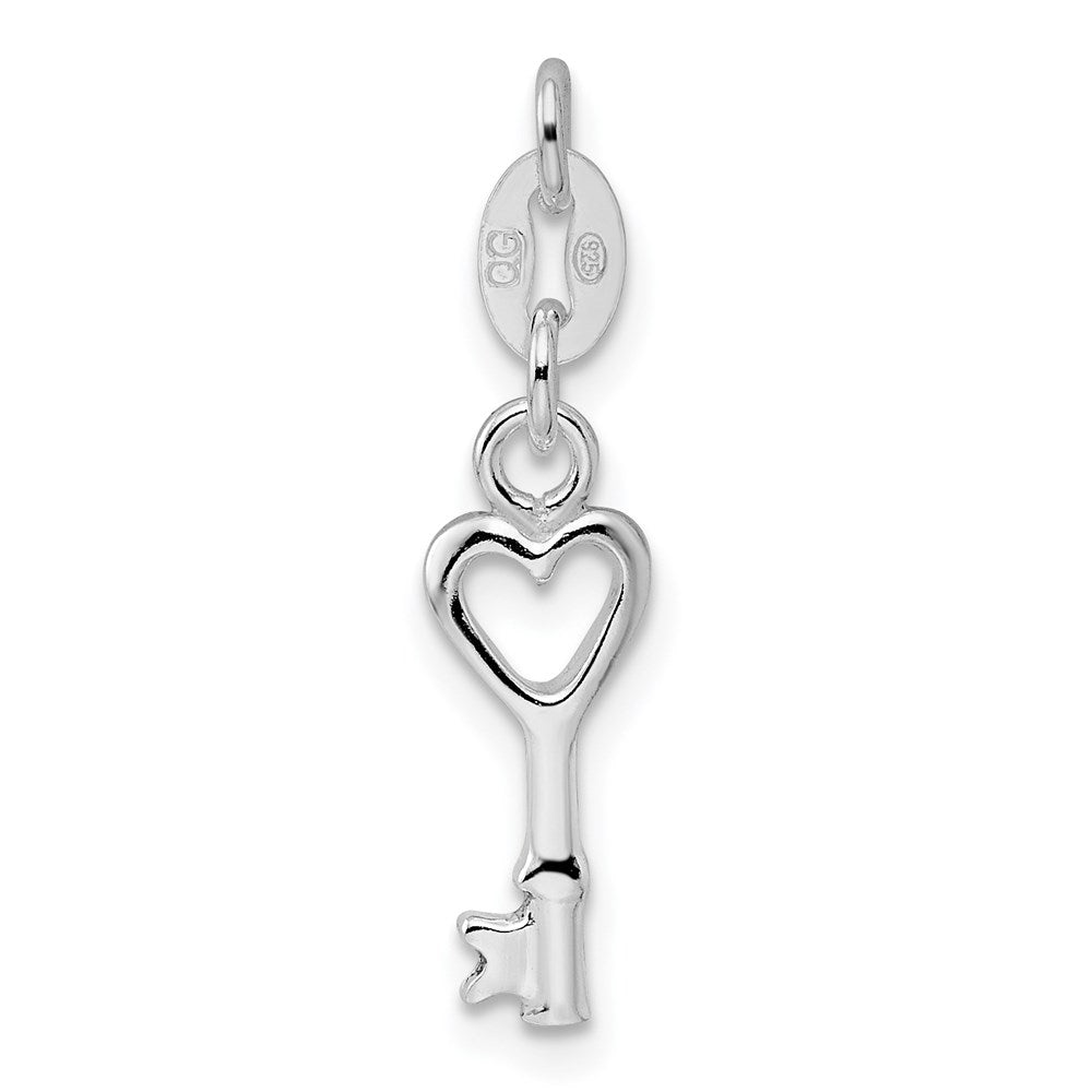 Sterlingsilber Rhodiniert Poliert Schloss & Key Charm