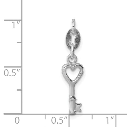 Sterlingsilber Rhodiniert Poliert Schloss & Key Charm