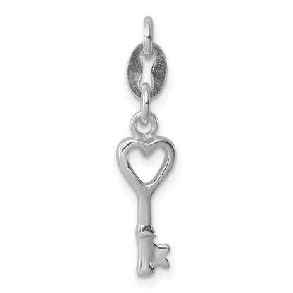Sterlingsilber Rhodiniert Poliert Schloss & Key Charm