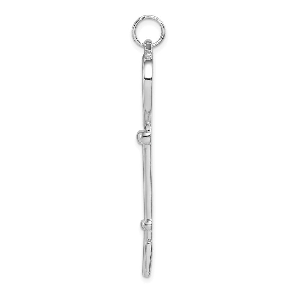 Sterlingsilber Rhodiniert Offen Herz Oberteil Groß Key Anhänger