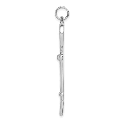 Sterlingsilber Rhodiniert Offen Herz Oberteil Groß Key Anhänger