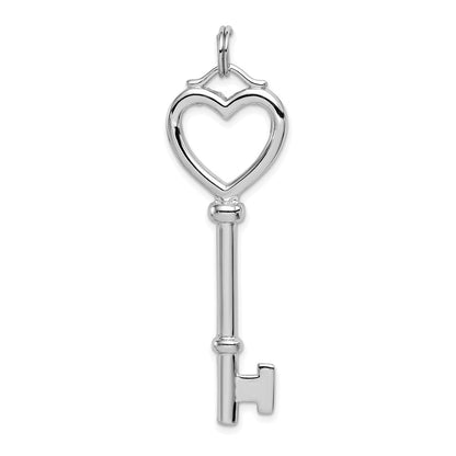 Sterlingsilber Rhodiniert Offen Herz Oberteil Groß Key Anhänger