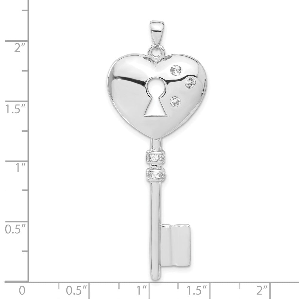 Sterlingsilber Zirkonia Herz Key Anhänger
