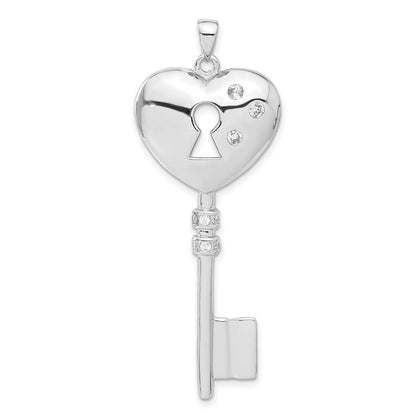 Sterlingsilber Zirkonia Herz Key Anhänger