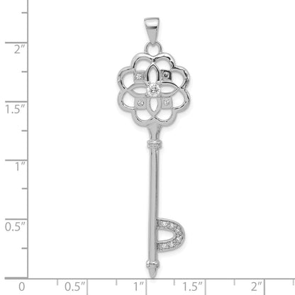 Sterlingsilber Poliert Zirkonia Key Anhänger