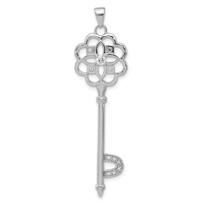 Sterlingsilber Poliert Zirkonia Key Anhänger