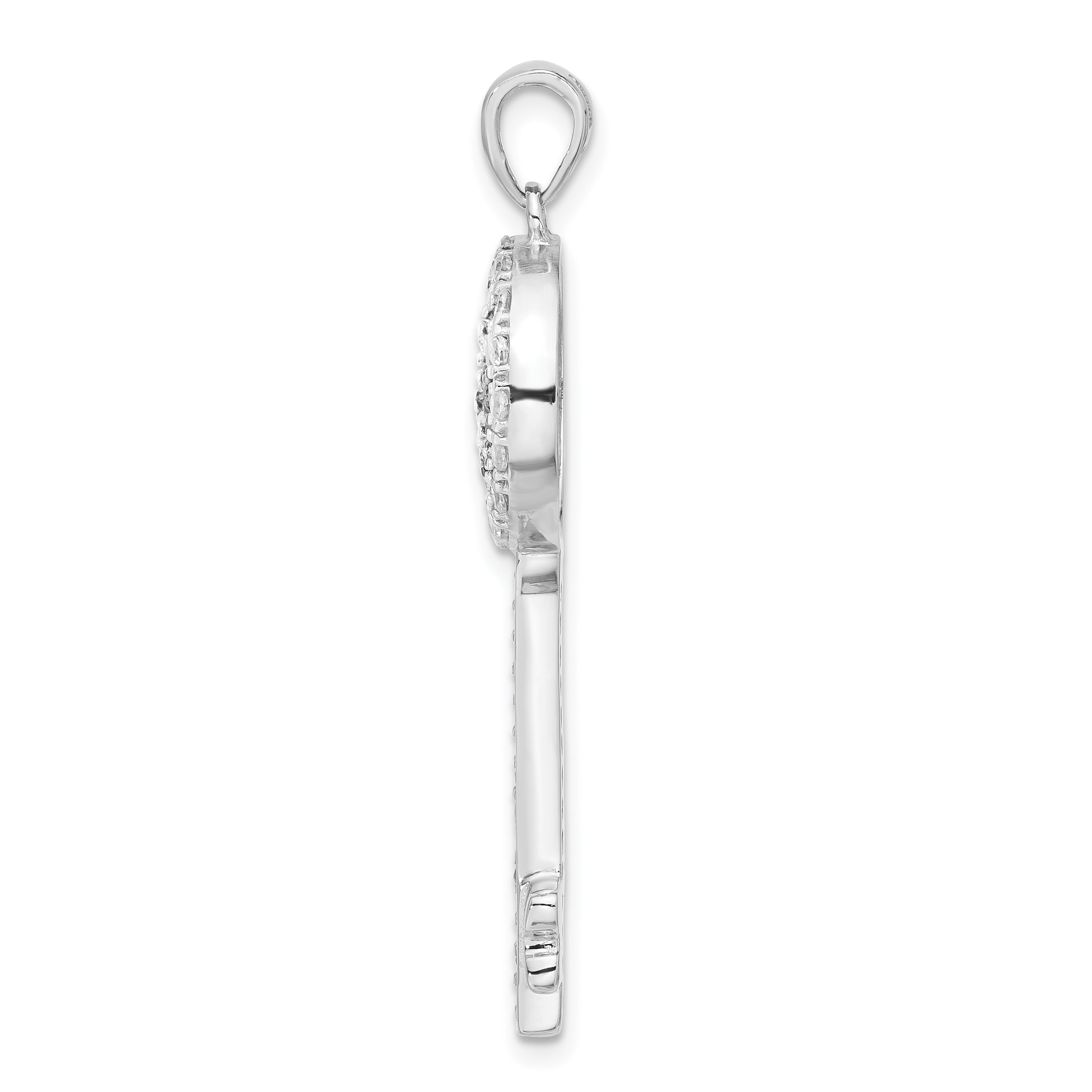 Sterlingsilber Schwarz und Klar Zirkonia Frieden Zeichen Key Anhänger
