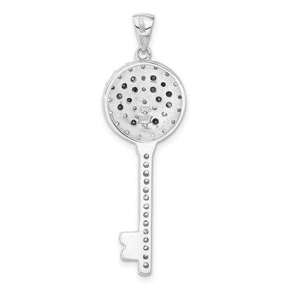 Sterlingsilber Schwarz und Klar Zirkonia Frieden Zeichen Key Anhänger