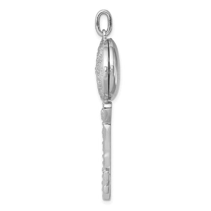 Sterlingsilber Rhodiniert Zirkonia Filigran Emailliert Oberteil Key Medaillon Anhänger