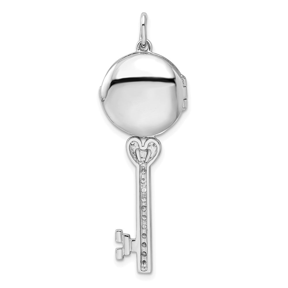 Sterlingsilber Rhodiniert Zirkonia Filigran Emailliert Oberteil Key Medaillon Anhänger