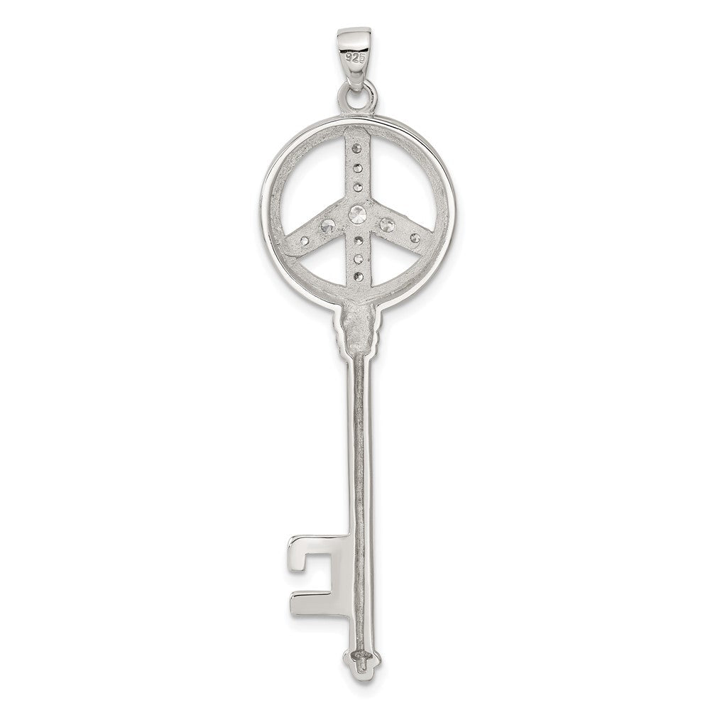 Sterlingsilber Zirkonia Groß Frieden Zeichen Key Anhänger