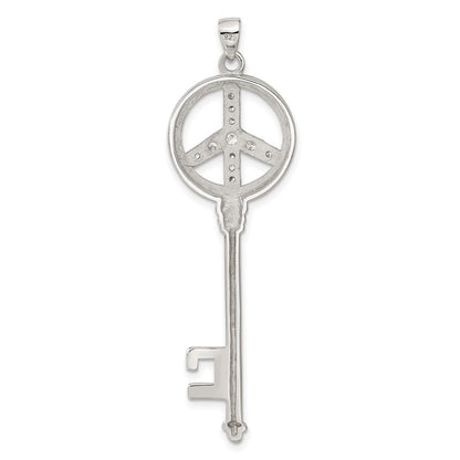 Sterlingsilber Zirkonia Groß Frieden Zeichen Key Anhänger