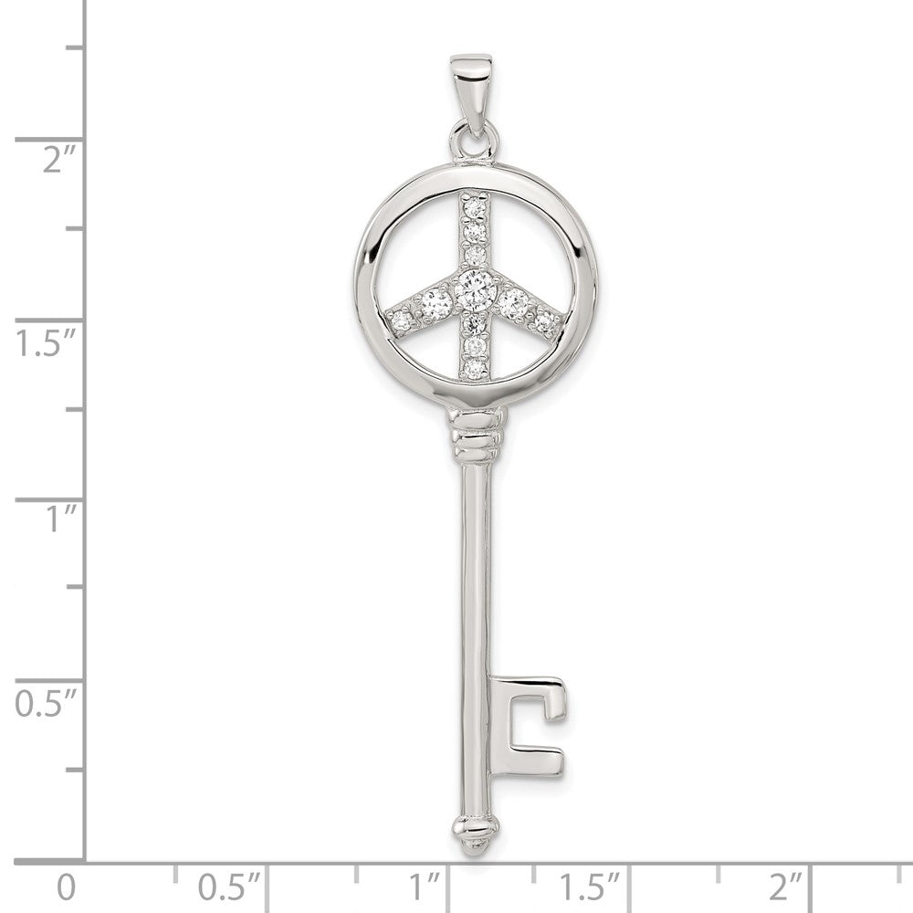 Sterlingsilber Zirkonia Groß Frieden Zeichen Key Anhänger