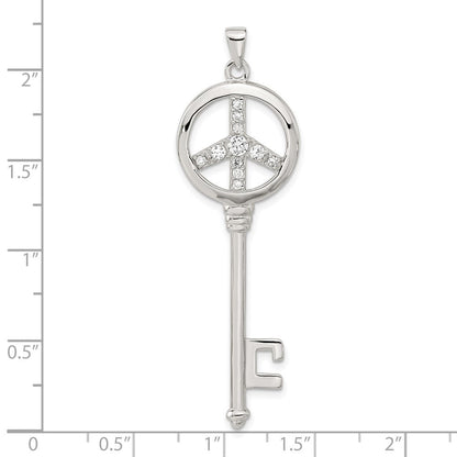 Sterlingsilber Zirkonia Groß Frieden Zeichen Key Anhänger