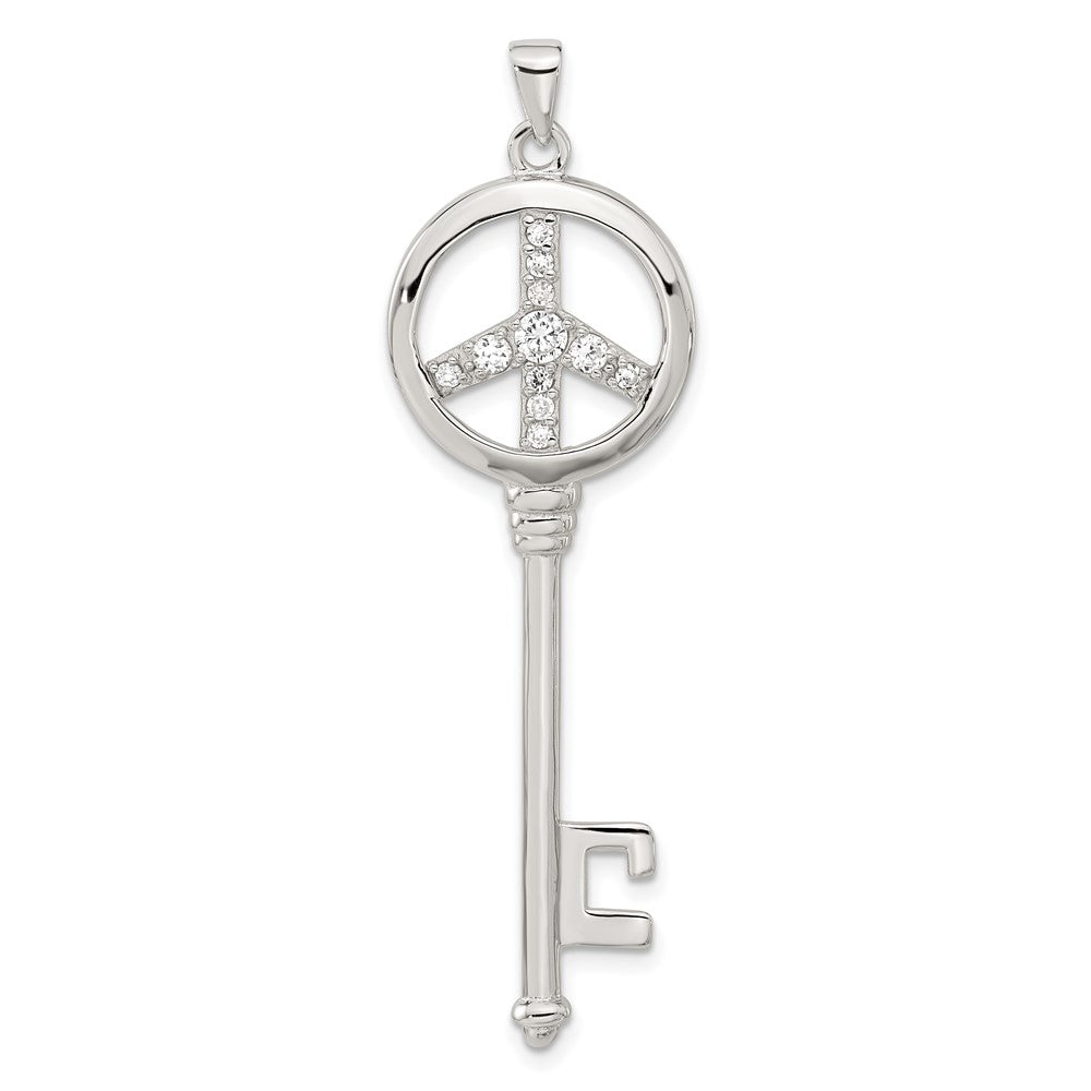Sterlingsilber Zirkonia Groß Frieden Zeichen Key Anhänger