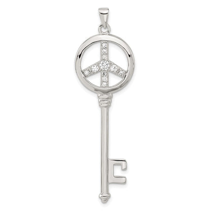 Sterlingsilber Zirkonia Groß Frieden Zeichen Key Anhänger