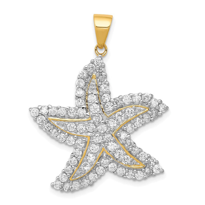 Sterlingsilber Glanz Vergoldet und Zirkonia Seestern Anhänger