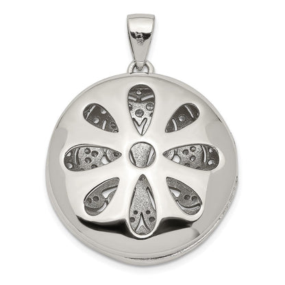 Sterlingsilber Rhodiniert Zirkonia Blume Design 22mm Medaillon Anhänger