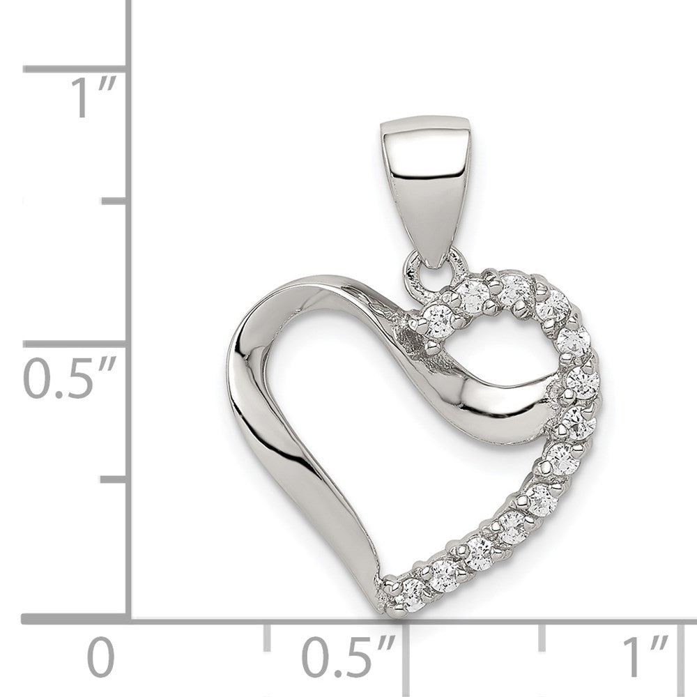 Sterlingsilber Rhodiniert Zirkonia Herz Anhänger