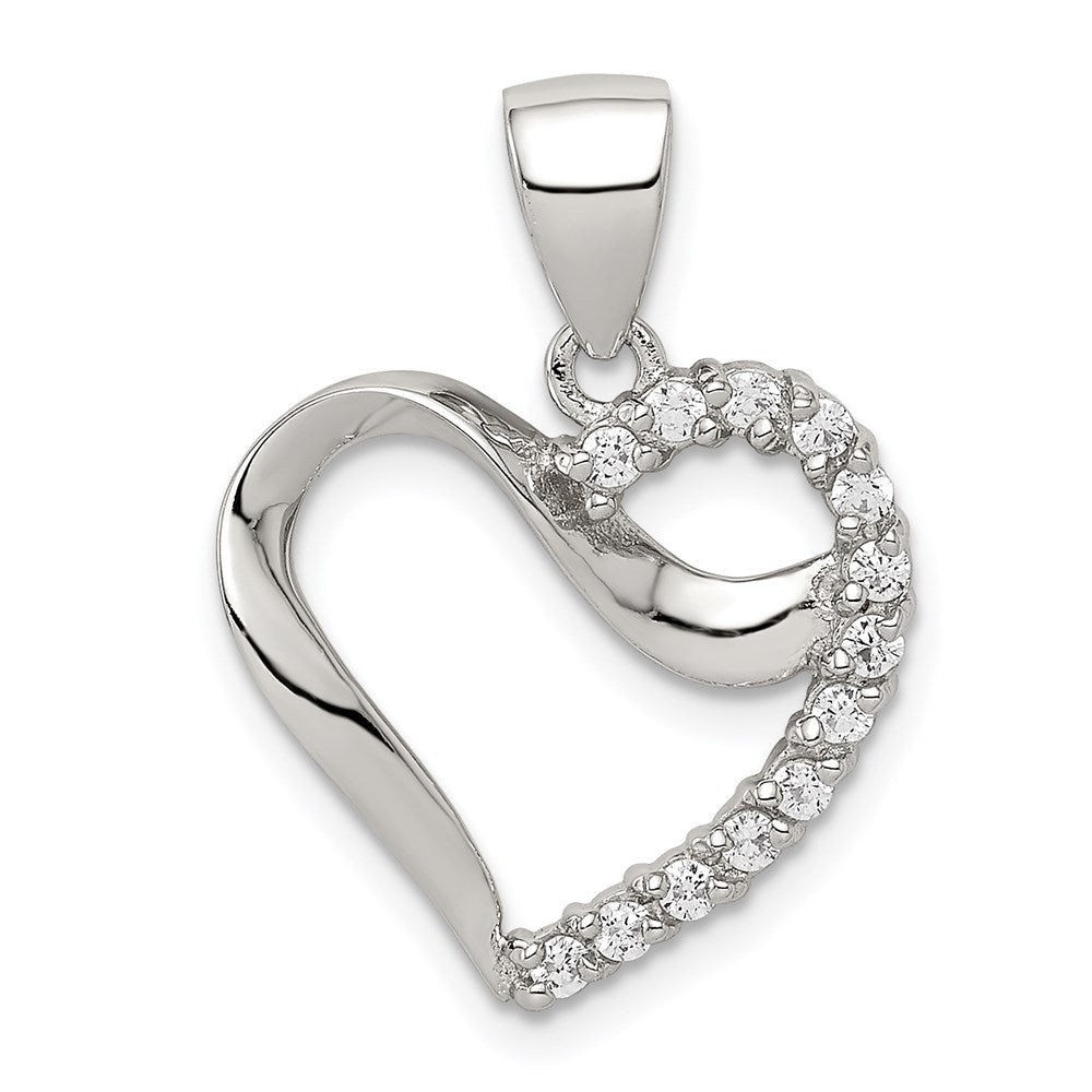 Sterlingsilber Rhodiniert Zirkonia Herz Anhänger