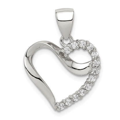 Sterlingsilber Rhodiniert Zirkonia Herz Anhänger