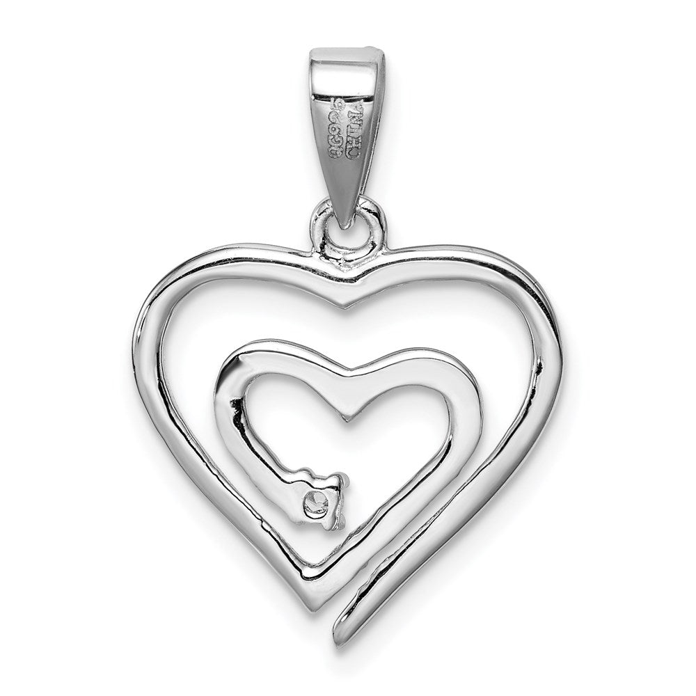 Sterlingsilber Rhodiniert Einfach Zirkonia Fantasie Herz Anhänger