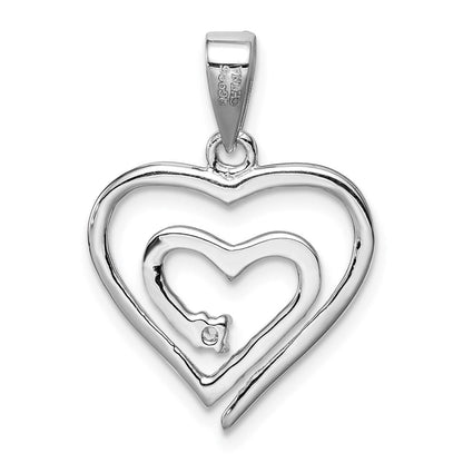 Sterlingsilber Rhodiniert Einfach Zirkonia Fantasie Herz Anhänger