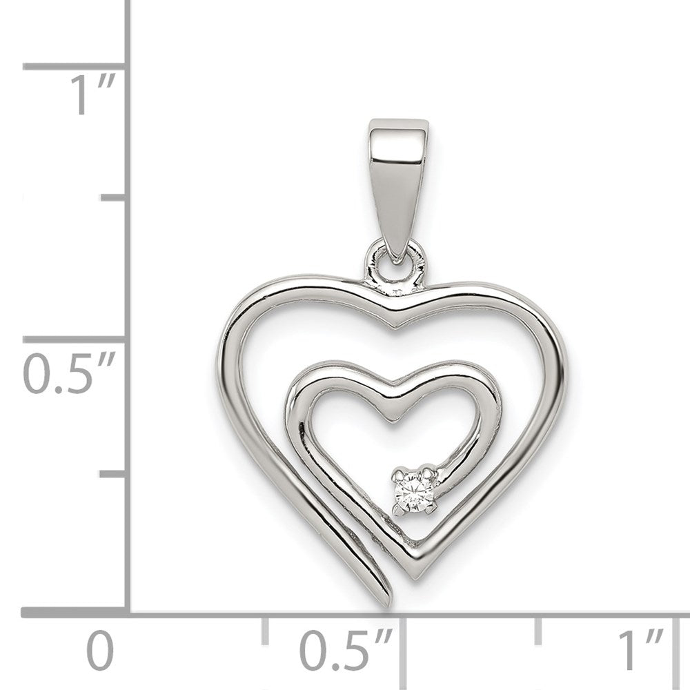 Sterlingsilber Rhodiniert Einfach Zirkonia Fantasie Herz Anhänger