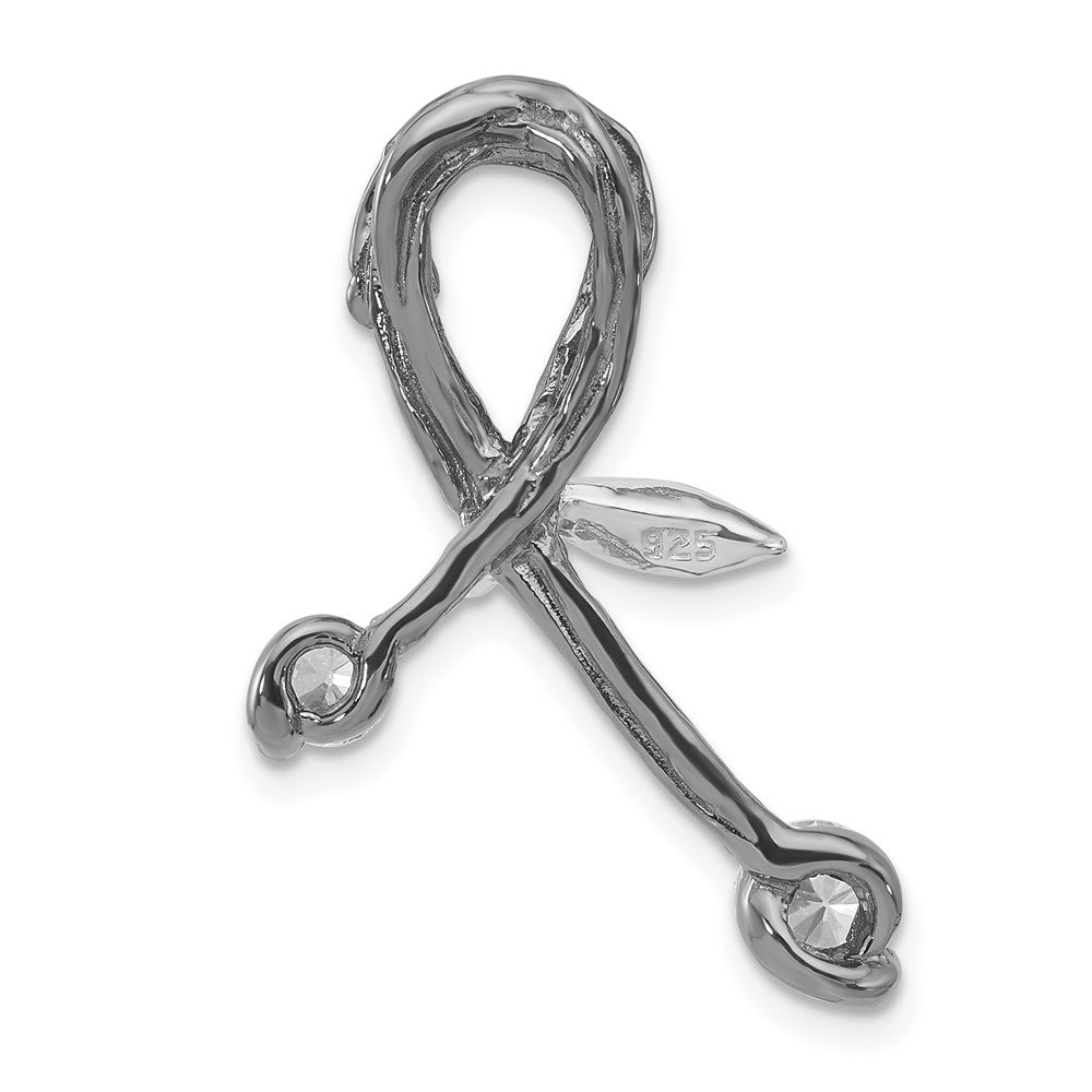 Sterlingsilber Schwarz Rhodiniert Zirkonia Poliert Support Kette Anhänger