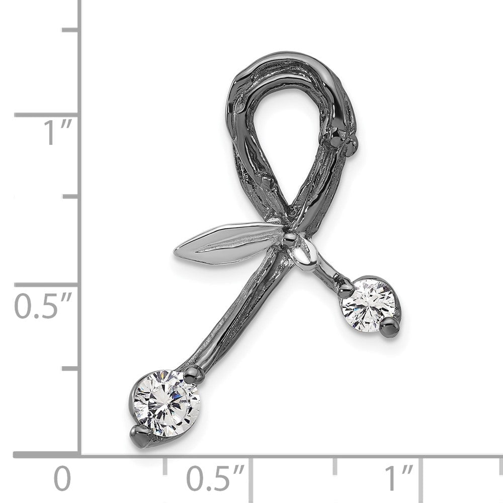 Sterlingsilber Schwarz Rhodiniert Zirkonia Poliert Support Kette Anhänger