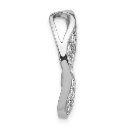 Sterlingsilber Poliert Zirkonia Gewellt Oval Kette Anhänger