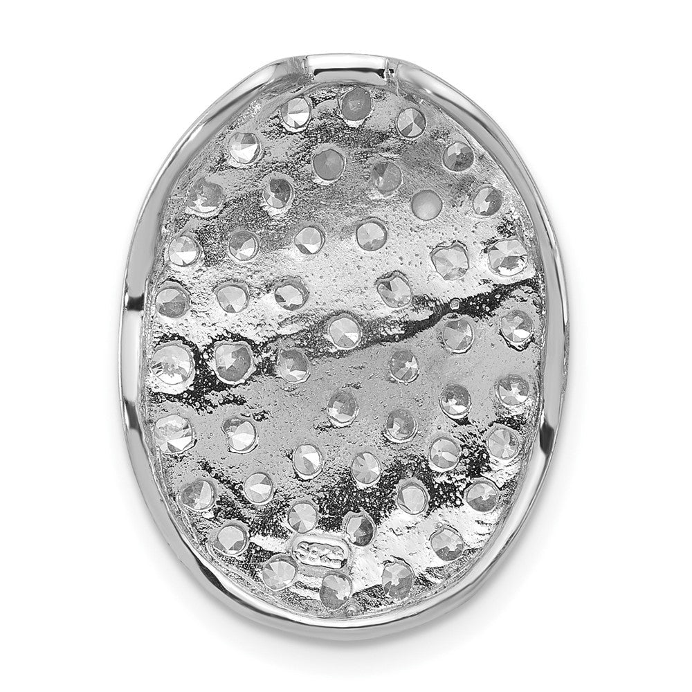 Sterlingsilber Poliert Zirkonia Gewellt Oval Kette Anhänger