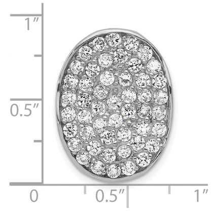 Sterlingsilber Poliert Zirkonia Gewellt Oval Kette Anhänger