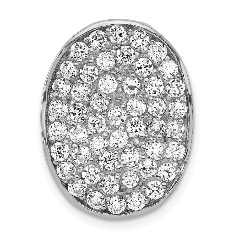 Sterlingsilber Poliert Zirkonia Gewellt Oval Kette Anhänger