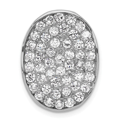 Sterlingsilber Poliert Zirkonia Gewellt Oval Kette Anhänger