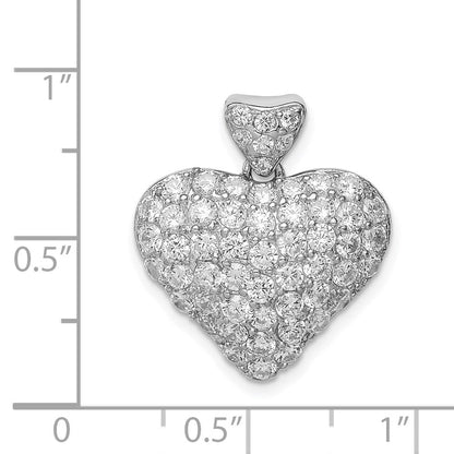 Sterlingsilber Rhodiniert Zirkonia Gewölbt Herz Anhänger
