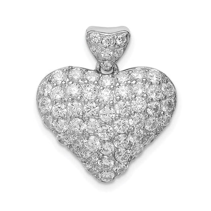 Sterlingsilber Rhodiniert Zirkonia Gewölbt Herz Anhänger