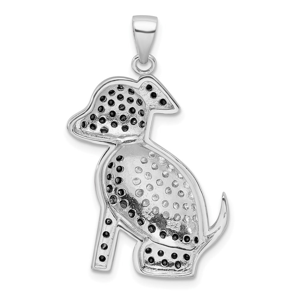 Sterlingsilber Rhodiniert Schwarz und Klar Zirkonia Hund Anhänger