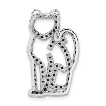Sterlingsilber Schwarz Rhodiniert & Zirkonia Katze Anhänger