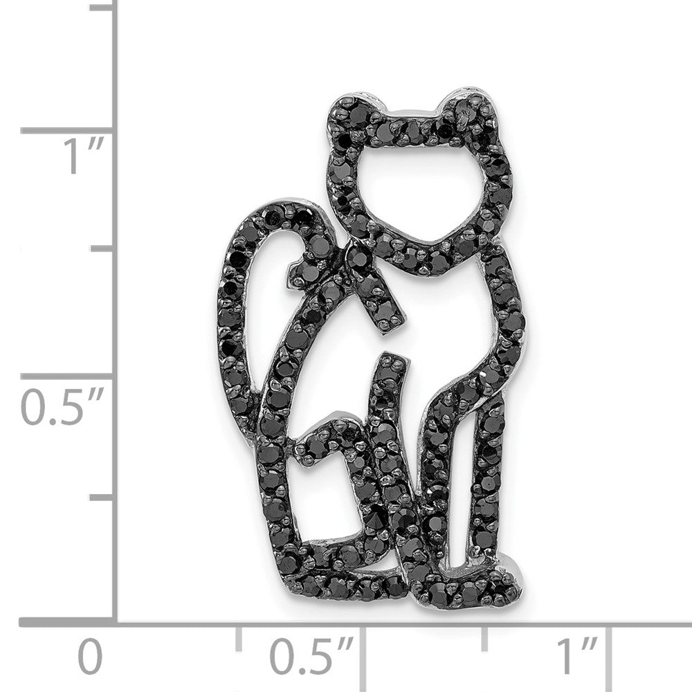 Sterlingsilber Schwarz Rhodiniert & Zirkonia Katze Anhänger