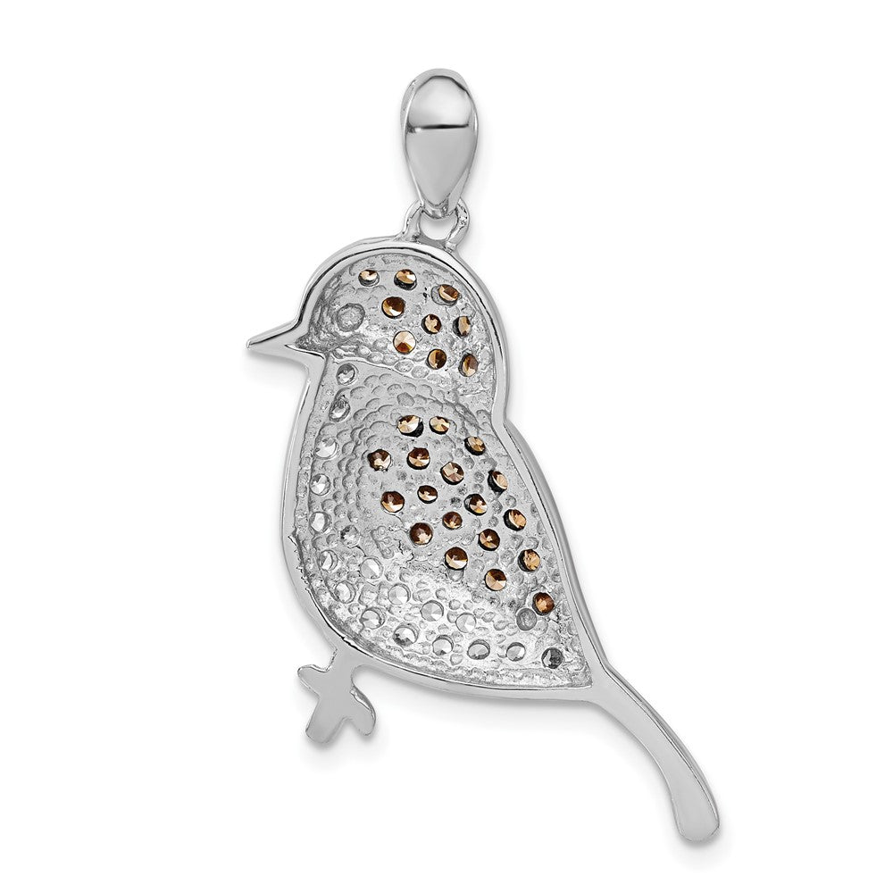 Sterlingsilber mit Schwarz Rhod Champagne & Klar Zirkonia Vogel Anhänger