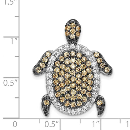 Sterlingsilber Weiß & Champagne Zirkonia Schildkröte Anhänger