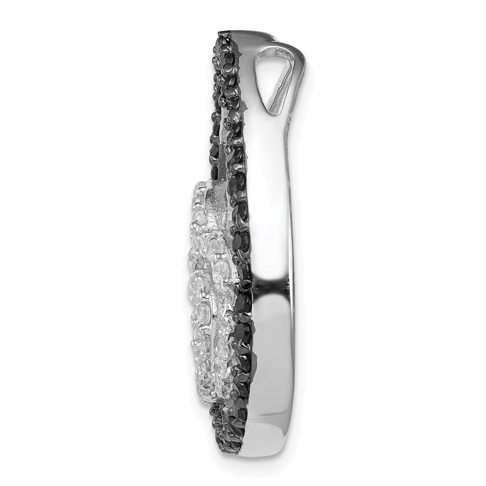 Sterlingsilber Weiß & Schwarz Zirkonia Herz Tropfen Anhänger