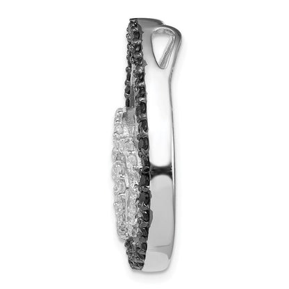 Sterlingsilber Weiß & Schwarz Zirkonia Herz Tropfen Anhänger