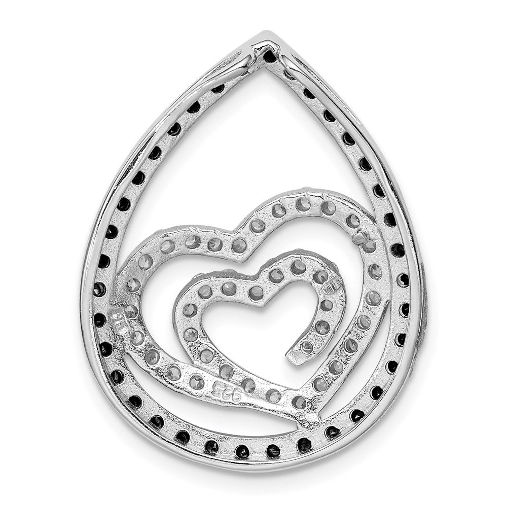 Sterlingsilber Weiß & Schwarz Zirkonia Herz Tropfen Anhänger