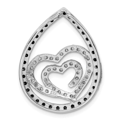 Sterlingsilber Weiß & Schwarz Zirkonia Herz Tropfen Anhänger