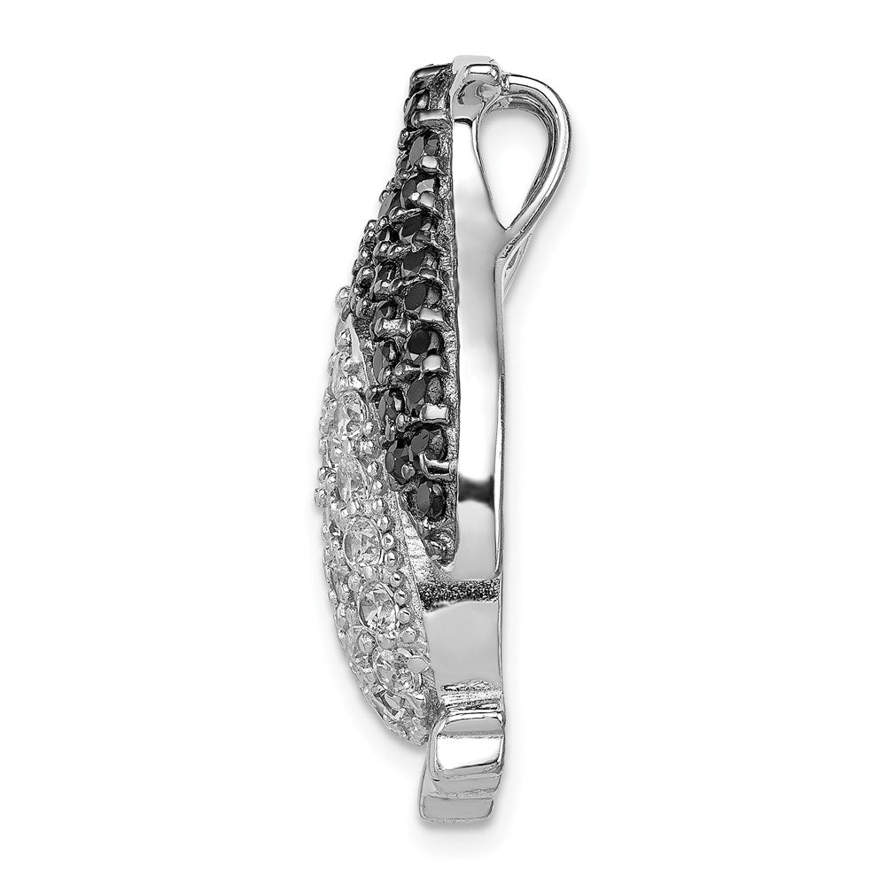 Sterlingsilber Rhodiniert Schwarz & Weiß Zirkonia Pinguin Kette Anhänger