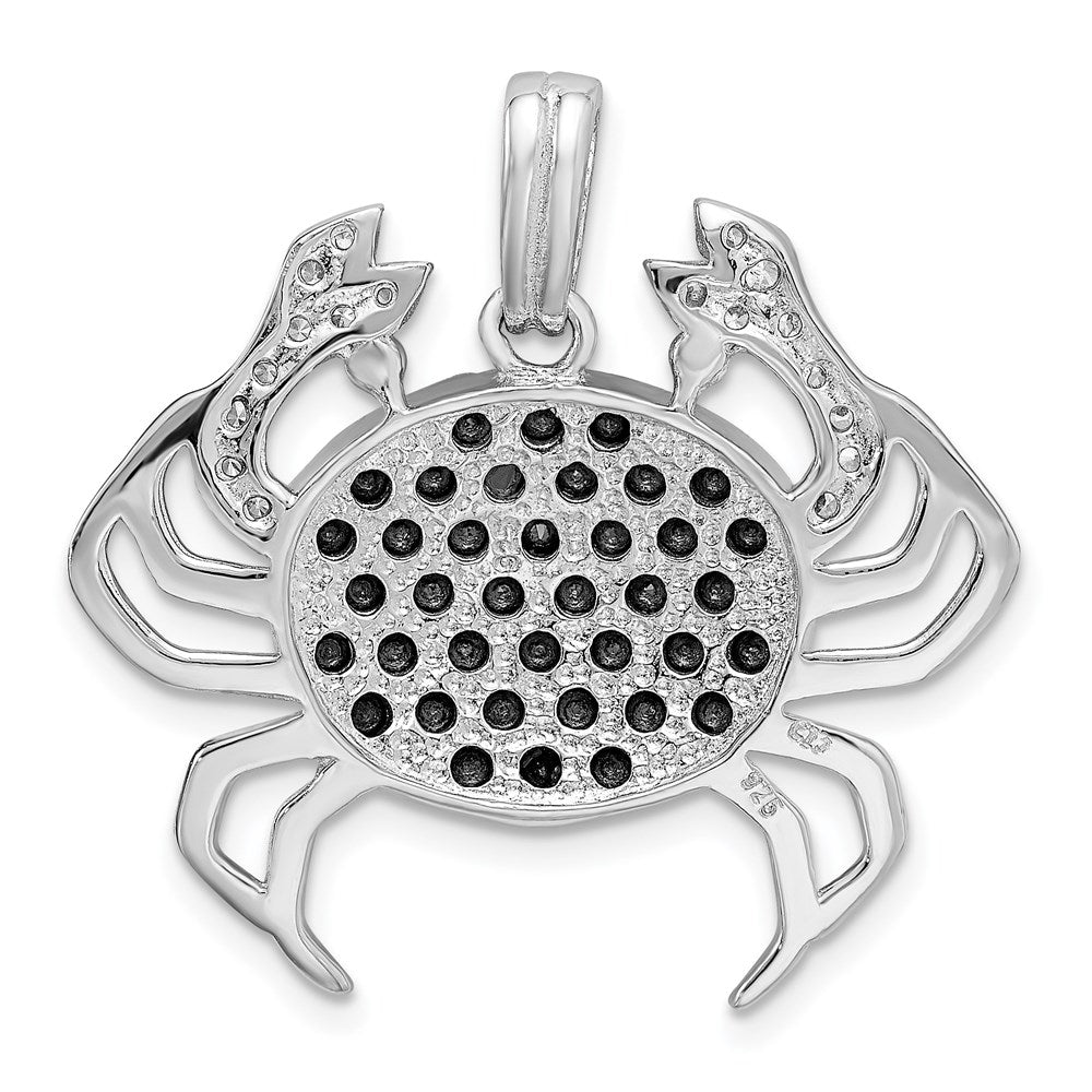 Sterlingsilber Rhodiniert Schwarz & Weiß Zirkonia Krabbe Anhänger