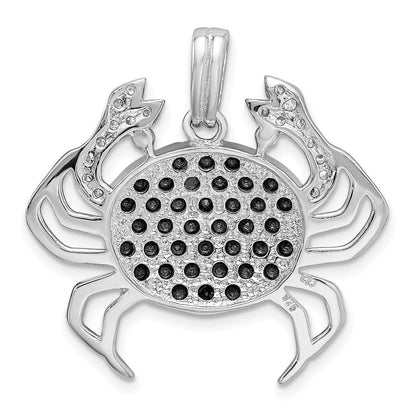 Sterlingsilber Rhodiniert Schwarz & Weiß Zirkonia Krabbe Anhänger